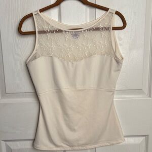 SPANX Bateau Tank Top Hide & Sleek Cream Lace Detail Sleeveless Top Size XL